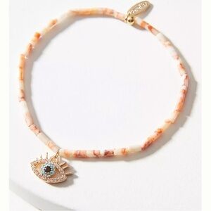 Anthropologie Yvette Spirit Eye Stretch Bracelet Elegant Beaded Eye Charm